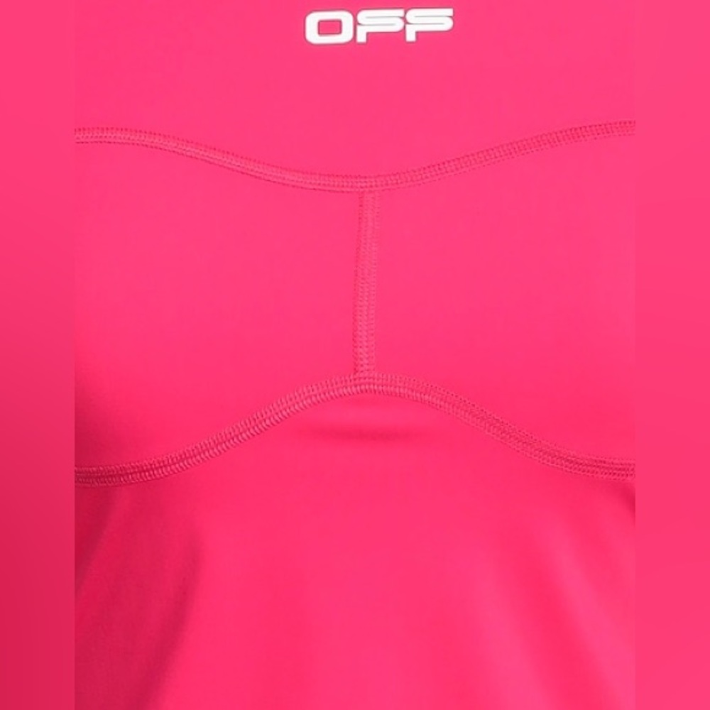 EUC Virgil Abloh OFF-WHITE Pink & Black OFF ACTIVE Short Sleeved Stretch Top - Picture 12 of 17